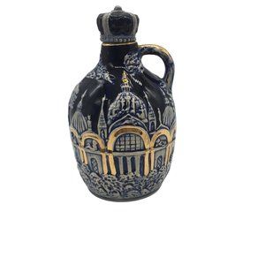 VINTAGE Cobalt Blue Jug Decanter Musical Japan Porcelain How Dry I Am WORKS